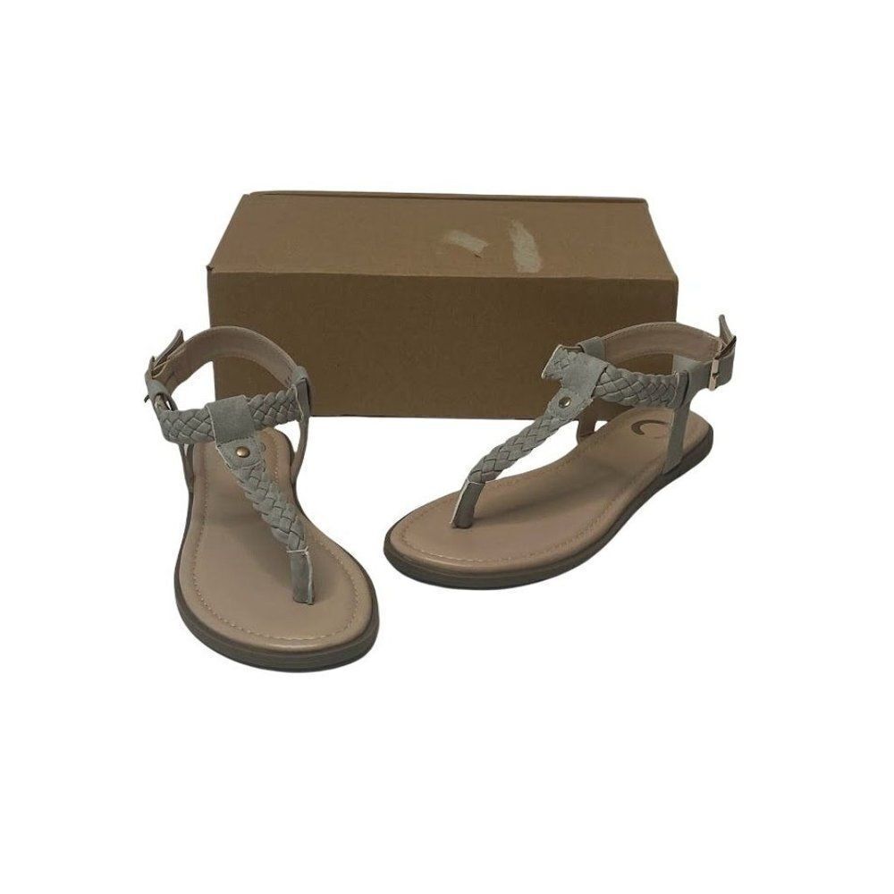 Journee Collection Thong Sandals Women's‎ 7 Grey Adjustable Braided Strap NEW